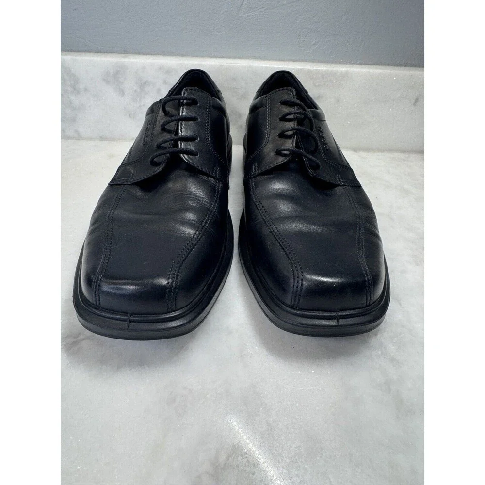 Ecco Helsinki Lace Up Dress Shoes Black Leather Mens Size EU 44 US 10 - EUC